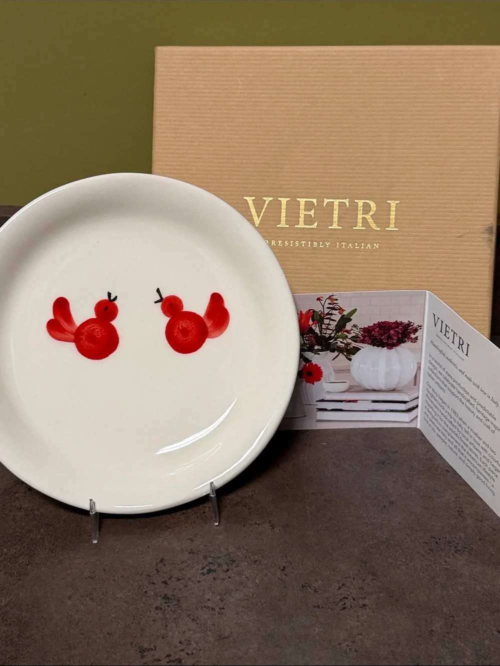 Vietri Red Bird Plate